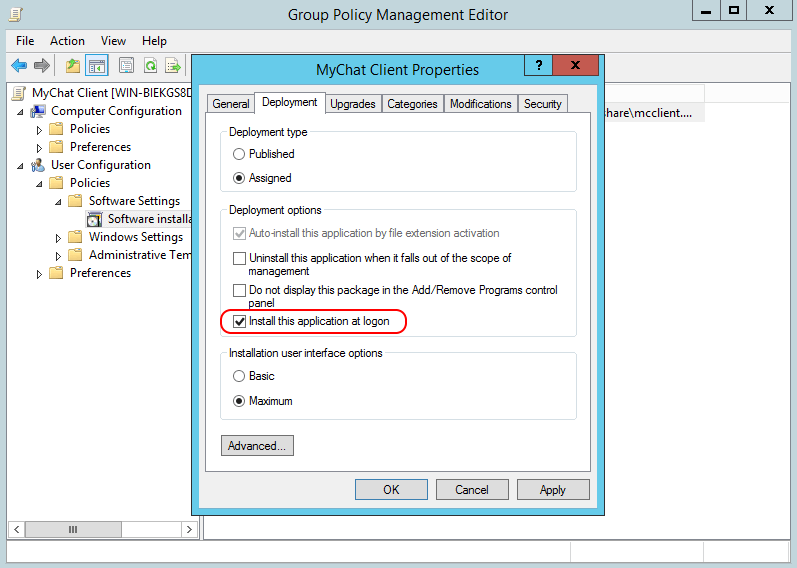 MyChat Client deployment options