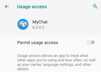 Alowing phone usage access in MyChat for Android