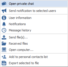 Context menu for found results in MyChat Client search