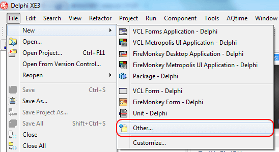 Create a new project MyChat Integration API в Delphi XE3