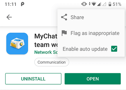 Disable auto update for MyChat Messenger