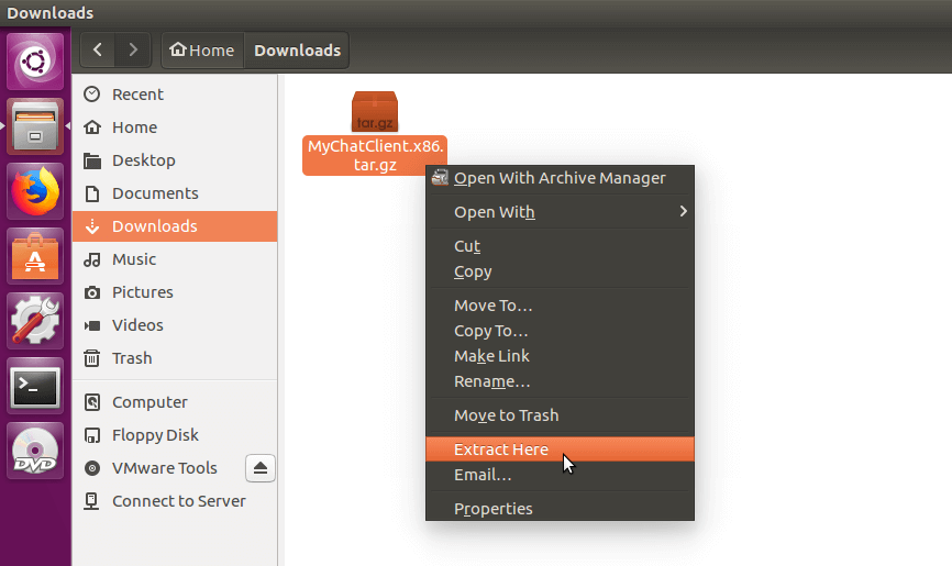 Extract MyChat setup files in Ubuntu