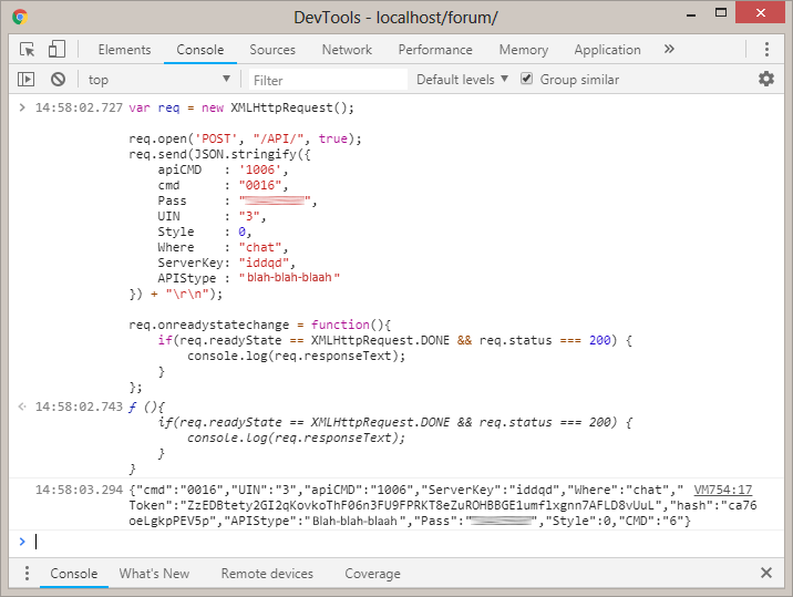 Get token to access WEB chat MyChat from JavaScript