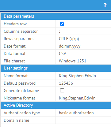 Import parameters on MyChat Server