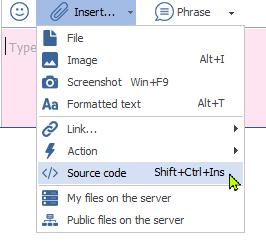 Insert source code in MyChat