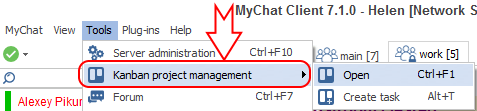 How to open Kanban board in MyChat Client?
