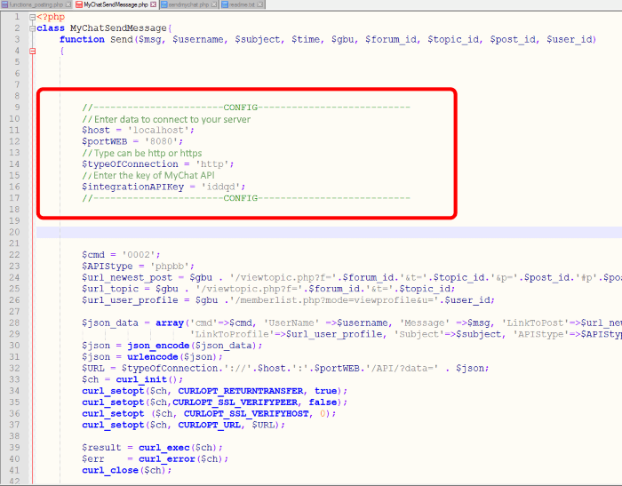  MyChat Server connection configuration