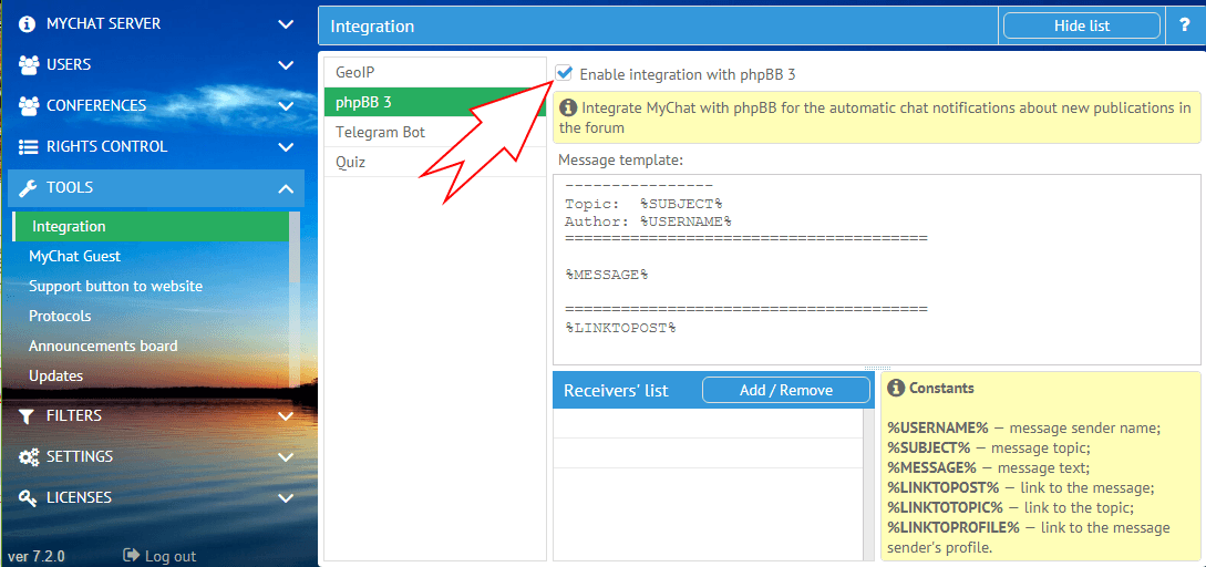 MyChat and phpBB integration