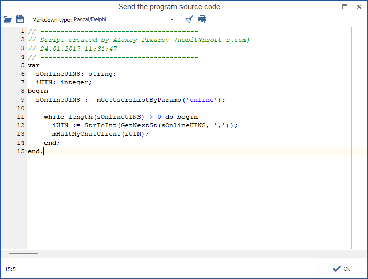 Editing source code in MyChat