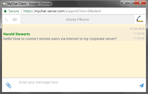 User from a website in a browser
