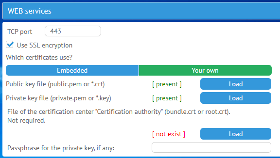 How to upload own HTTPS traffic encryption certificates on MyChat Server