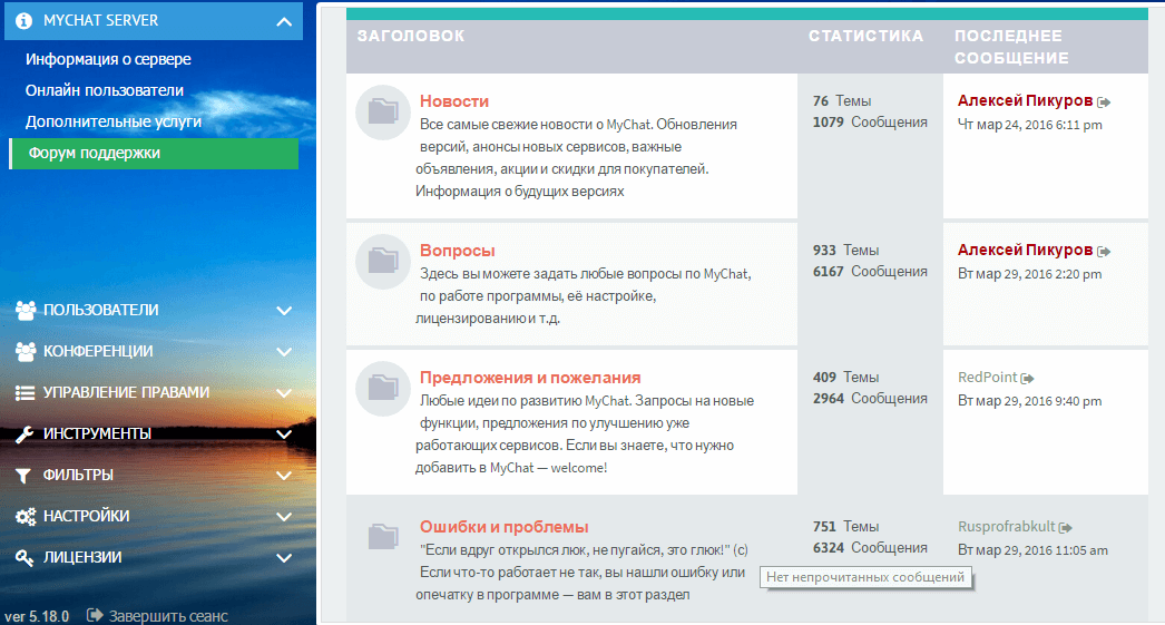 Форум технической поддержки MyChat