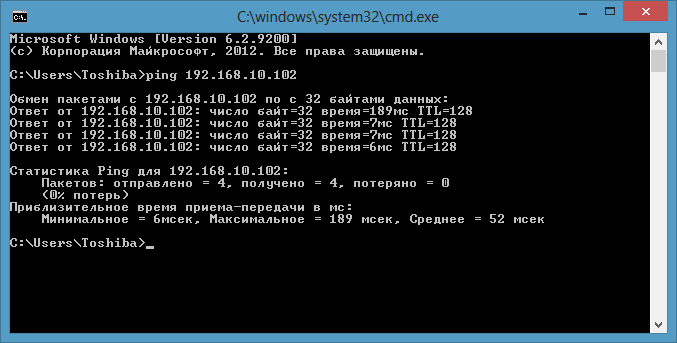 Вы понение команды ping в консоли Windows